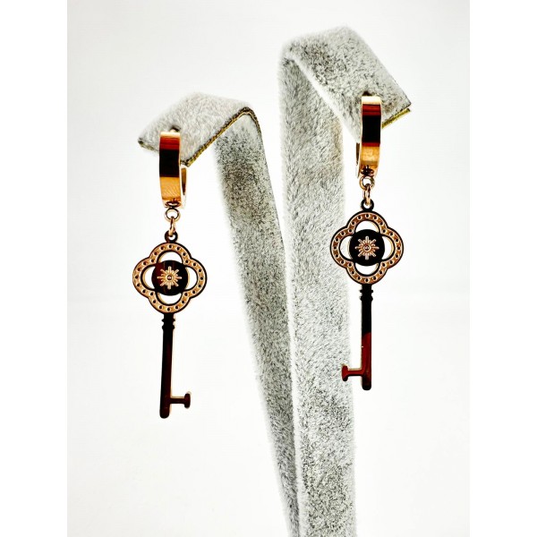 Rose Anahtar Detaylı Küpe